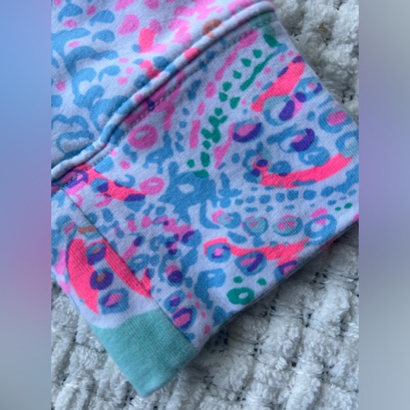 Lilly Pulitzer zip up pullover with front pocket. Mint green/vibrant pinks. XXS - Picture 3 of 16